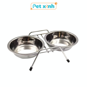 Bát đôi inox cho mèo
