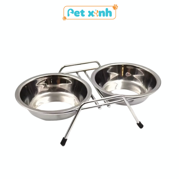Bát đôi inox cho mèo