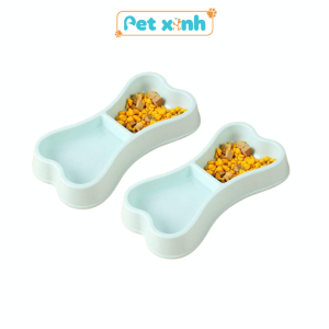 bát ăn hình xương màu xanh
